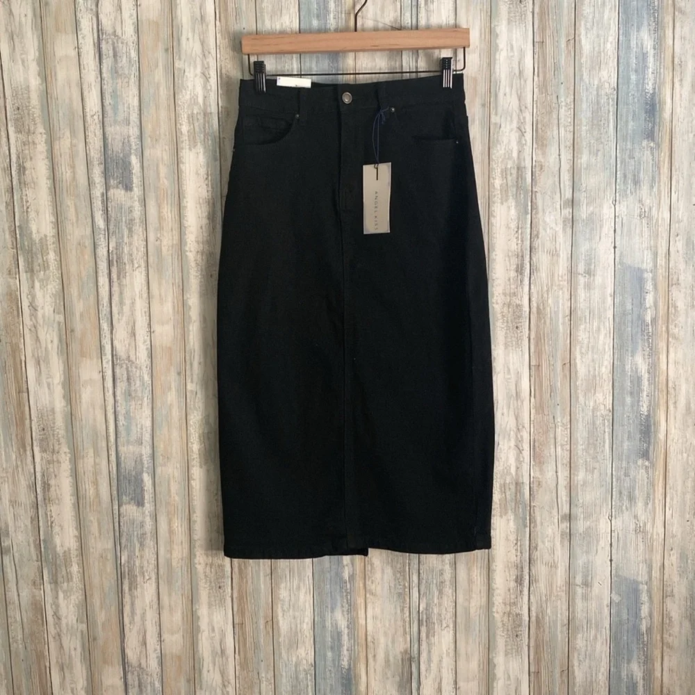 NWT Angel Kiss Black Wash Long Denim Skirt | Size Medium - Picture 4 of 8